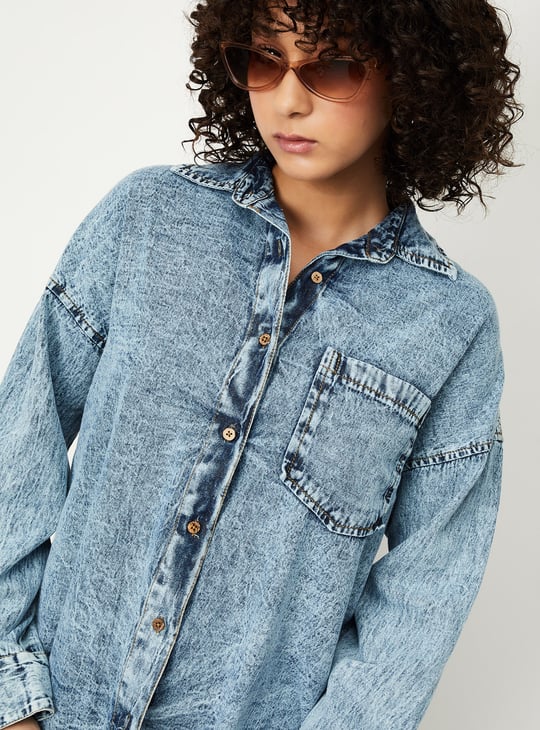 Women Washed Denim Shirt