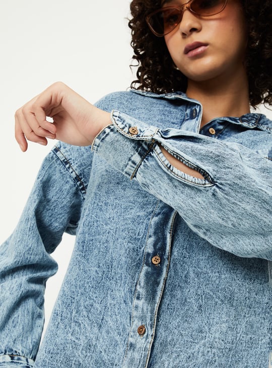 Women Washed Denim Shirt