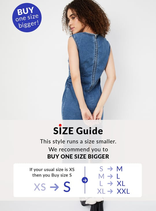 Women Solid Denim Bodycon Dress