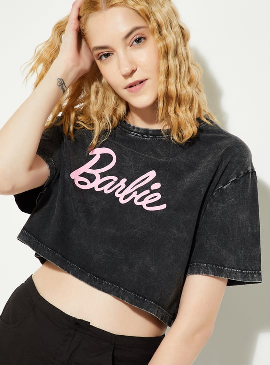 ALAYA F x URB_N Women Barbie Print Crop T-shirt