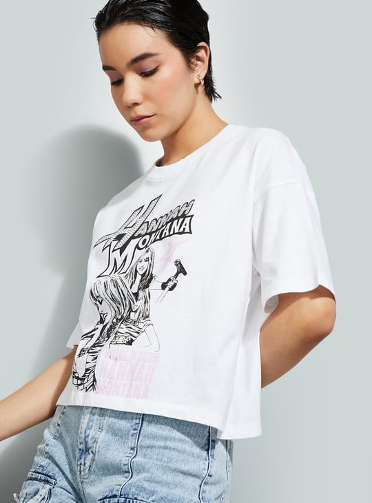 URB_N Women Hannah Montana Print Boxy Fit T-shirt