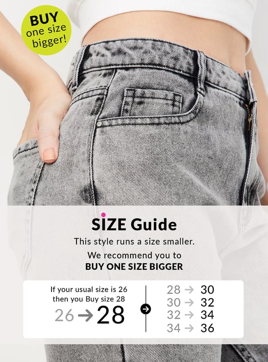 Women Washed Mom Fit Jeans