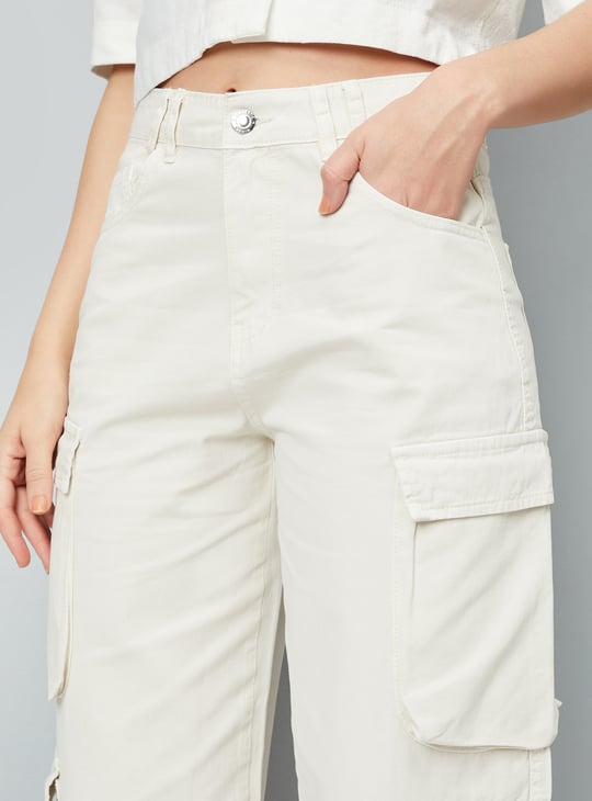 Women Solid Cargo Jeans