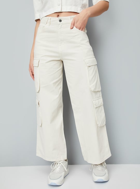 Women Solid Cargo Jeans