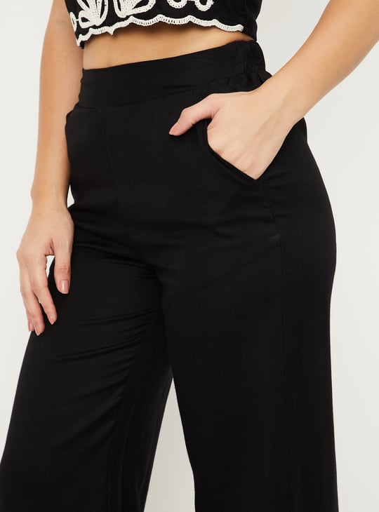 Women Embroidered Wide Leg Trousers