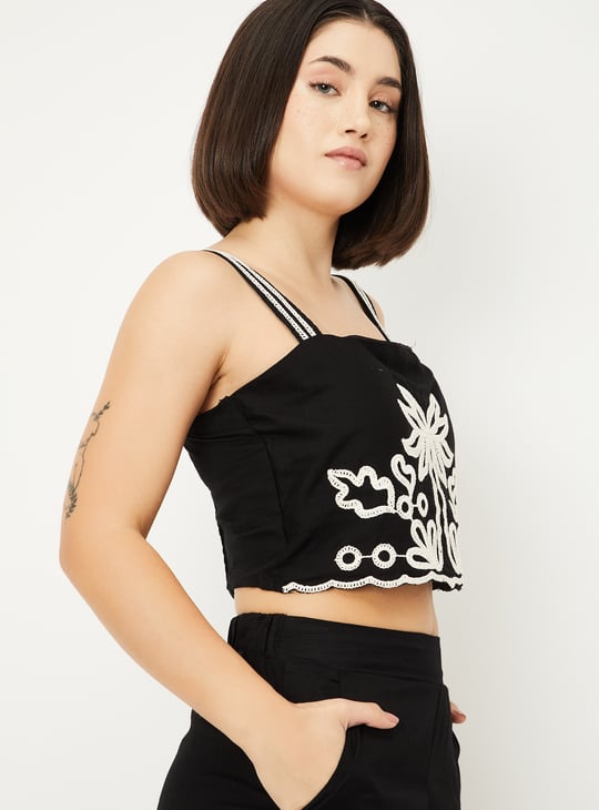 Women Embroidered Crop Top