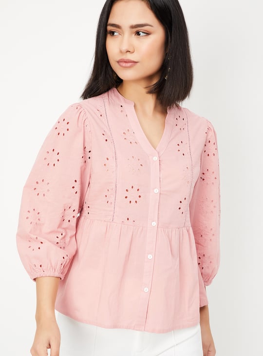 Women Schiffli Peplum Top