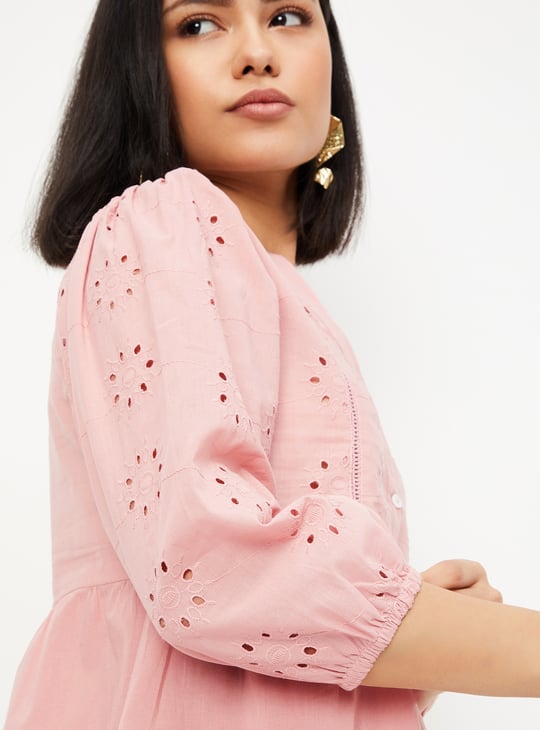 Women Schiffli Peplum Top