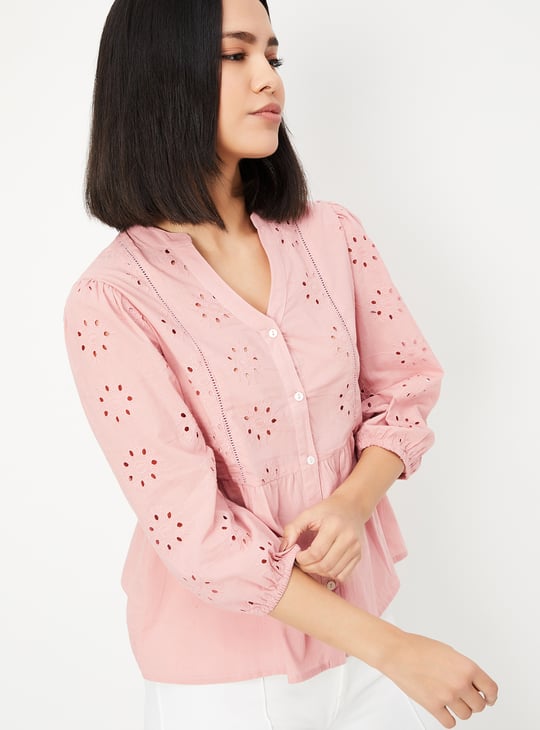 Women Schiffli Peplum Top