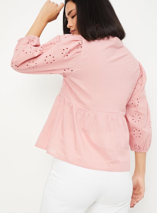 Women Schiffli Peplum Top