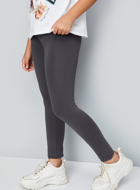 Girls Solid Skinny Fit Leggings
