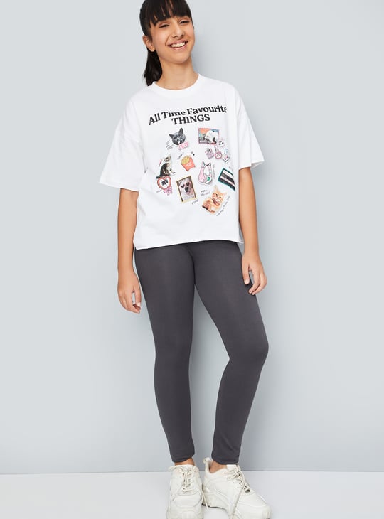 Girls Solid Skinny Fit Leggings