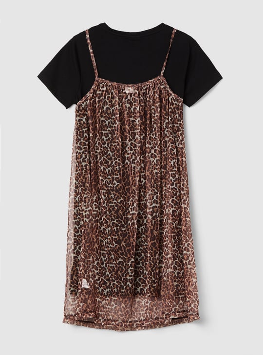 Girls Animal Print Dress with T-shirt