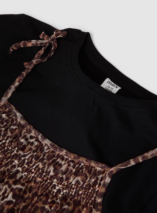 Girls Animal Print Dress with T-shirt