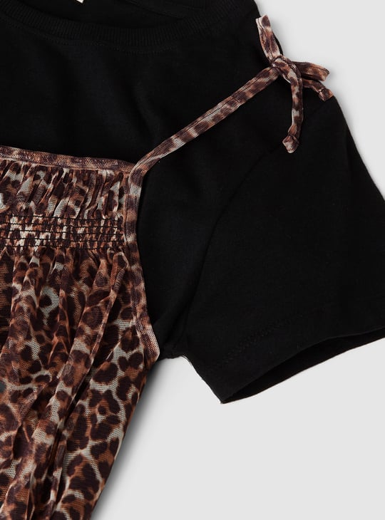 Girls Animal Print Dress with T-shirt