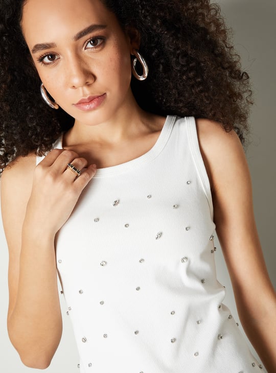 Women Rhinestone Embellished Top