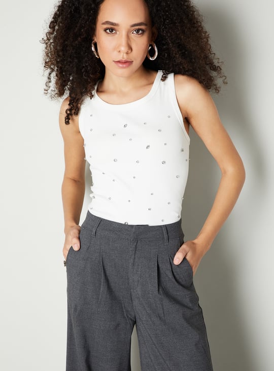 Women Rhinestone Embellished Top