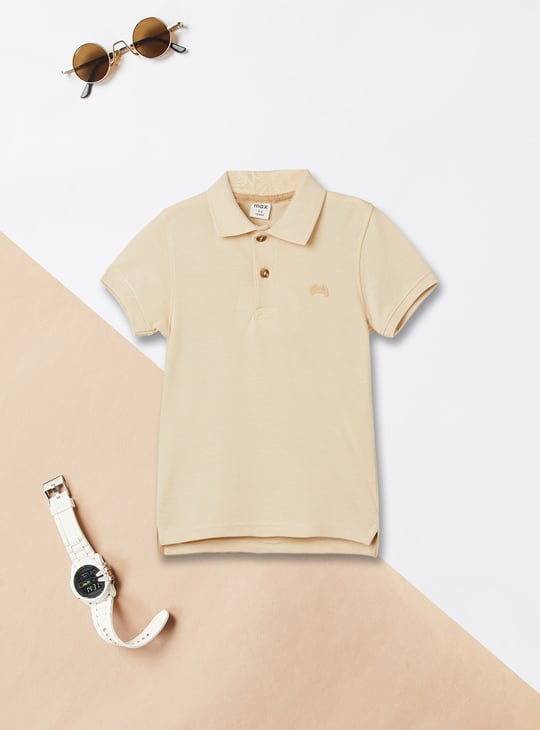 Boys Knit Polo T-shirt with Step Hem