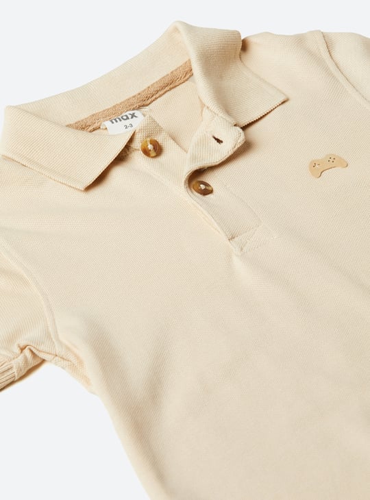 Boys Knit Polo T-shirt with Step Hem