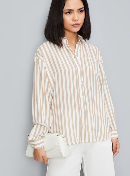 Women Striped Oversized Shirt