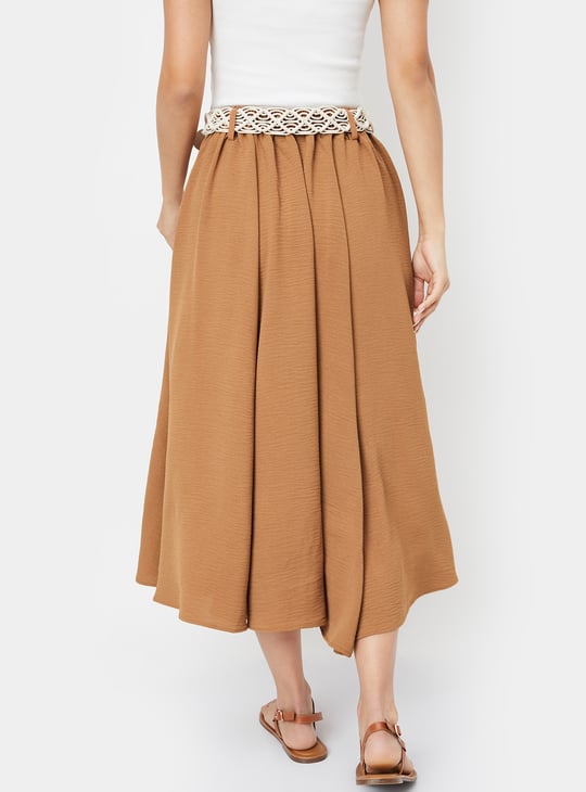 Women Solid Belted Skirt