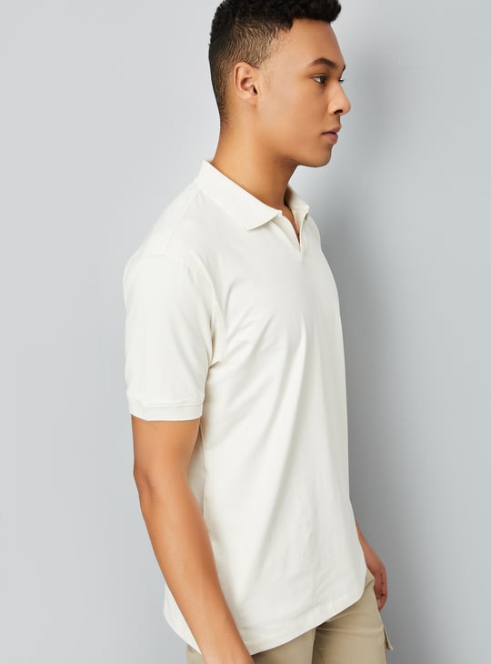 Men Solid Johnny Collar T-shirt