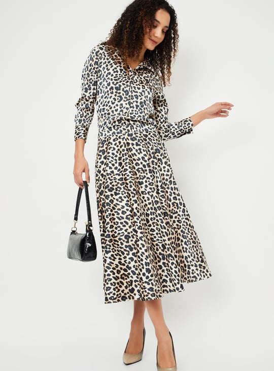 Women Leopard Printed Midi Skirt