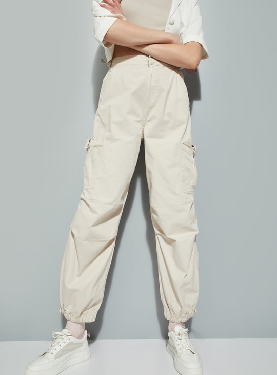 ALAYA F x URB_N Women Solid Parachute Pants