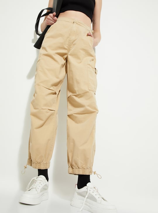 ALAYA F x URB_N Women Solid Parachute Pants