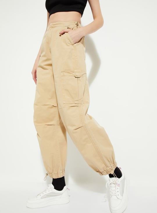 ALAYA F x URB_N Women Solid Parachute Pants