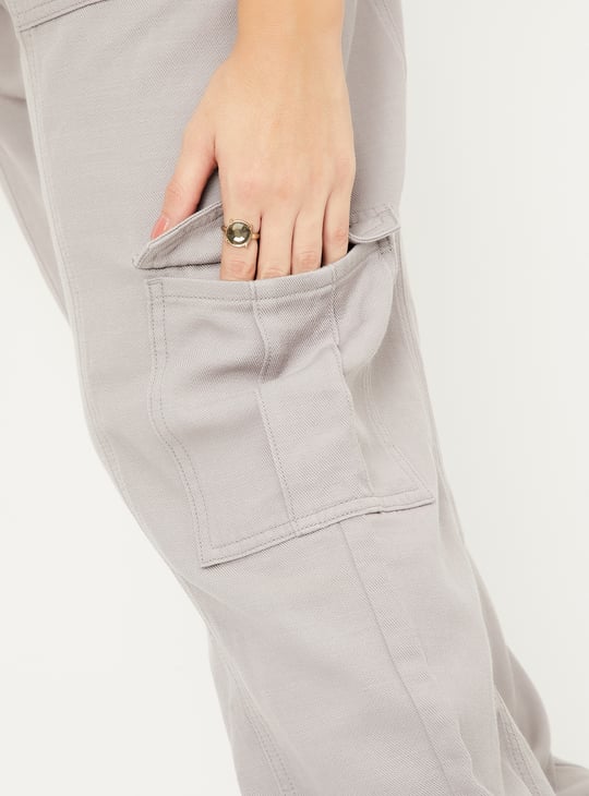 Women Textured Cargo Jogger Jeans