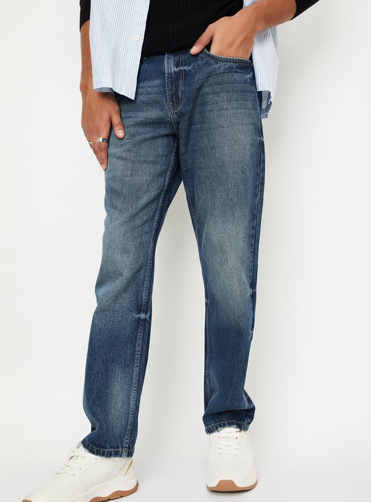Men Washed Straight Fit Jeans