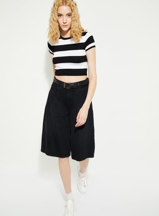 ALAYA F x URB_N Women Striped Knit Crop T-shirt