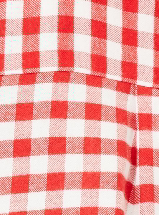 Women Checked Boxy Fit Crop Shirt