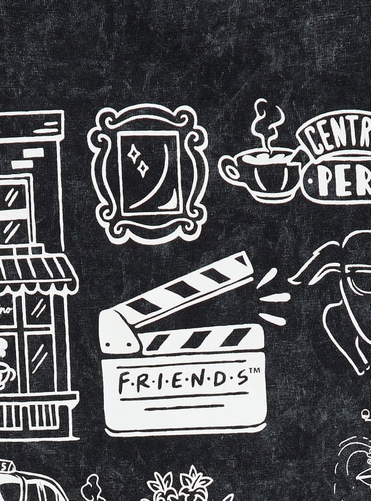 URB_N Women Friends Print Longline Boxy Fit T-shirt