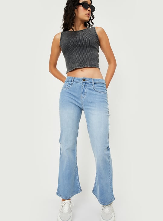 Women Washed Flared Jeans