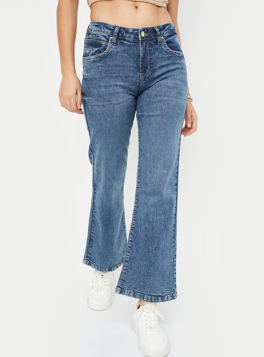 Buy Women Washed Wide Leg Jeans Online at just