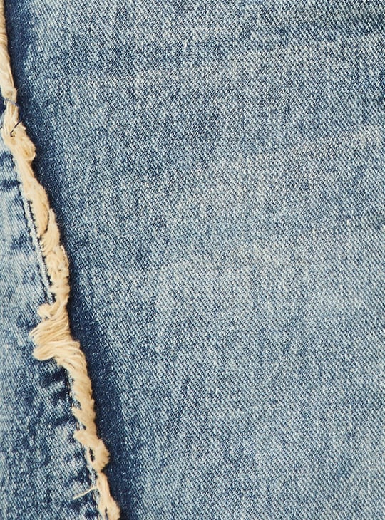 Women Frayed Trim Wide Leg Jeans