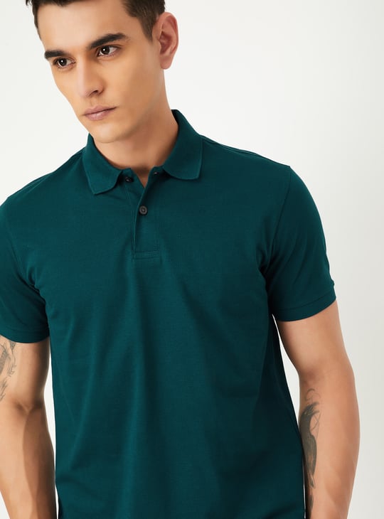 Men Textured Polo T-shirt