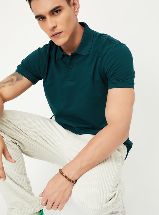 Men Textured Polo T-shirt