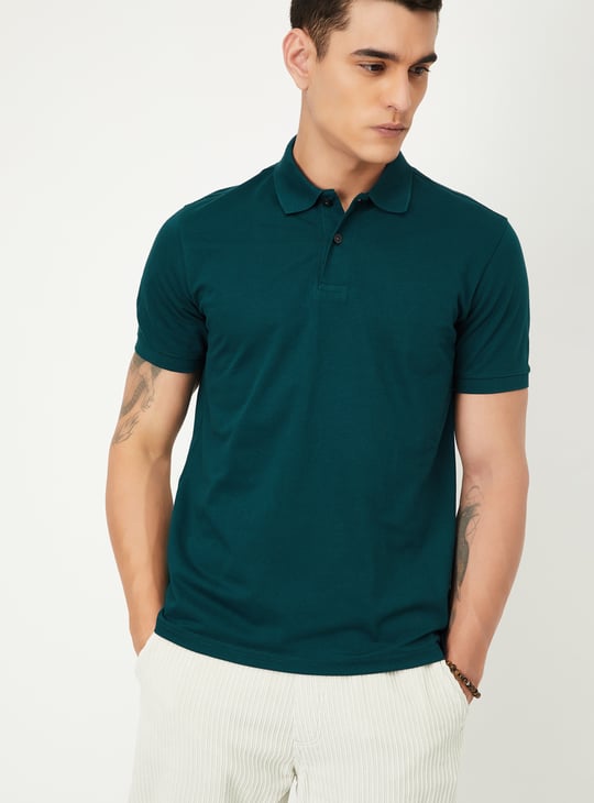 Men Textured Polo T-shirt