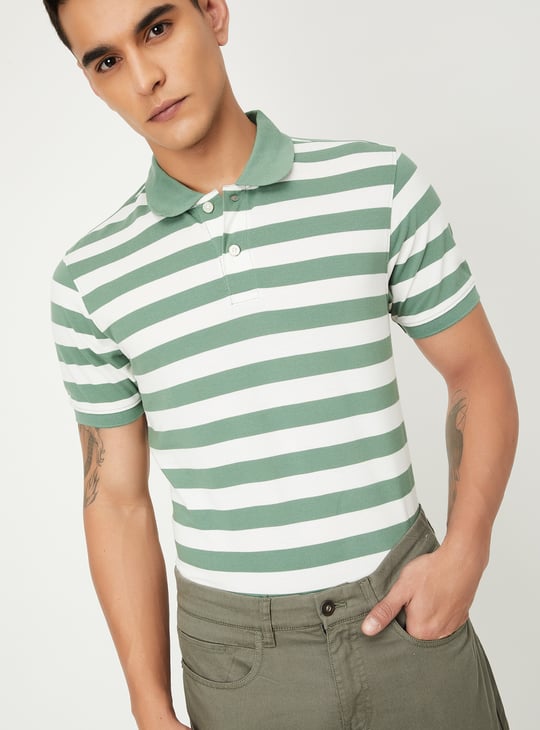 Men Striped Polo T-shirt