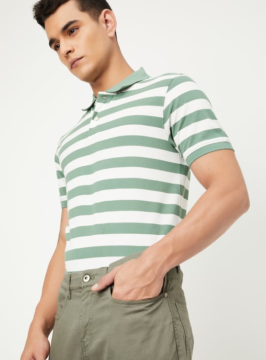 Men Striped Polo T-shirt