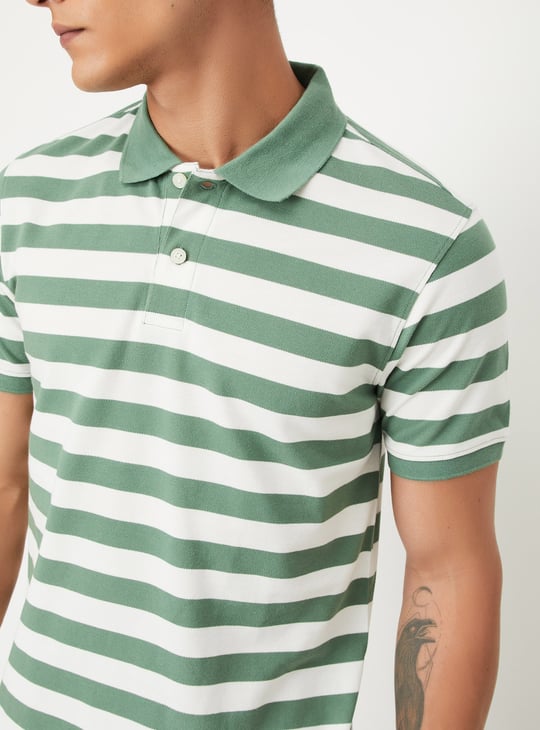Men Striped Polo T-shirt