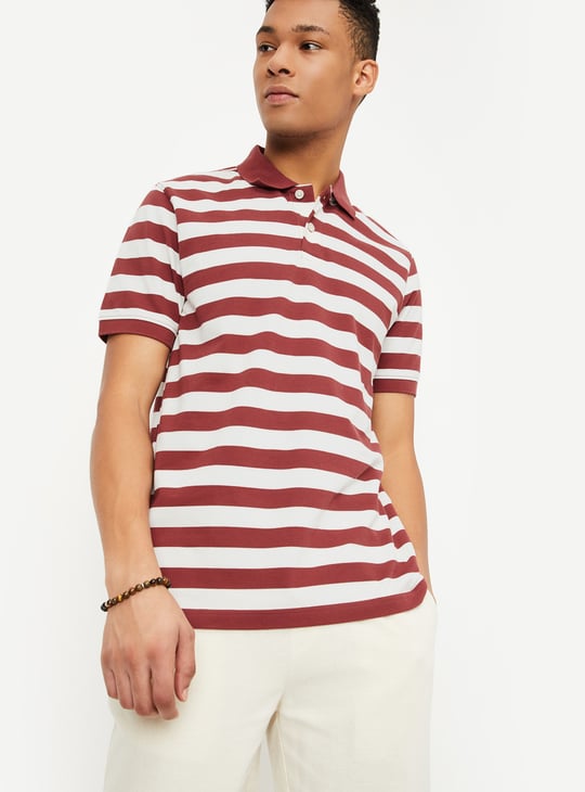 Men Striped Polo T-shirt