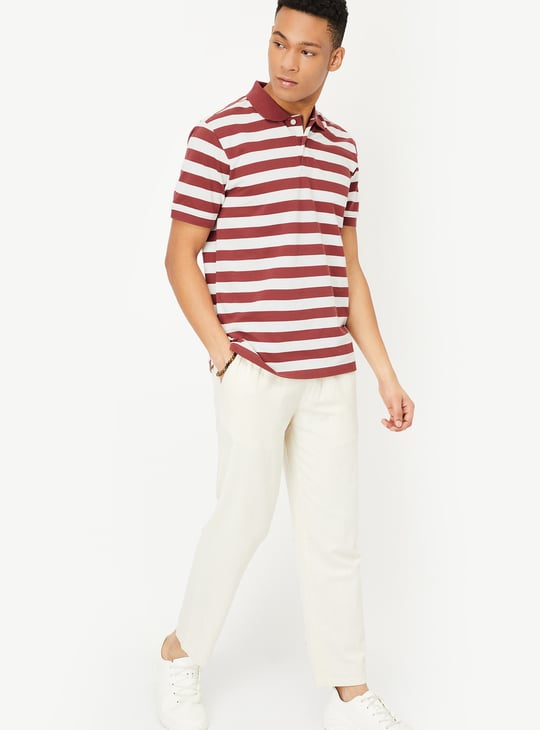 Men Striped Polo T-shirt