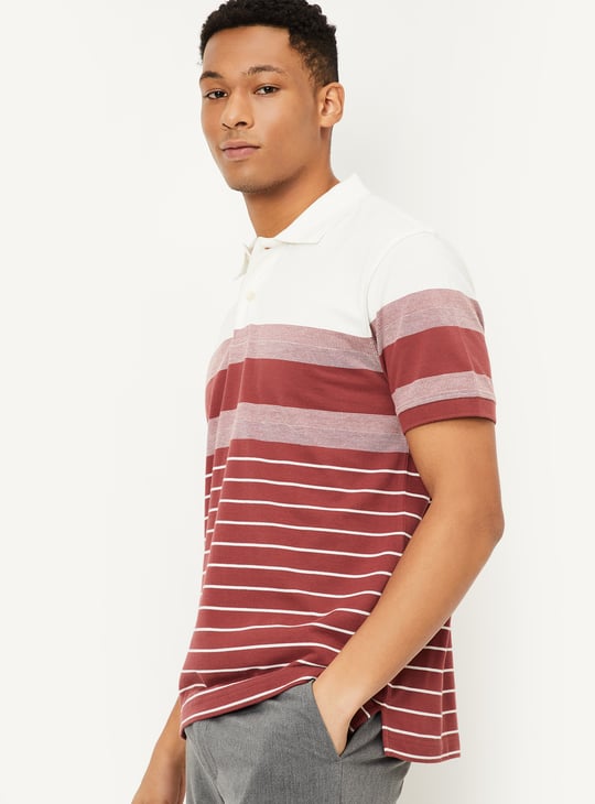 Men Striped Polo T-shirt