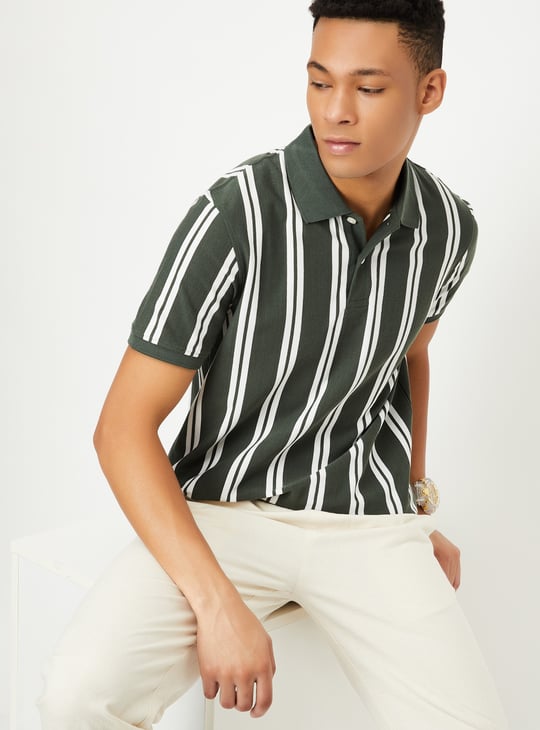 Men Striped Polo T-shirt
