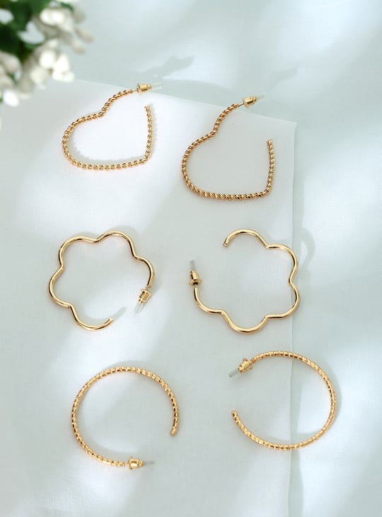 Women Half Hoop Earrings - Pack of 3