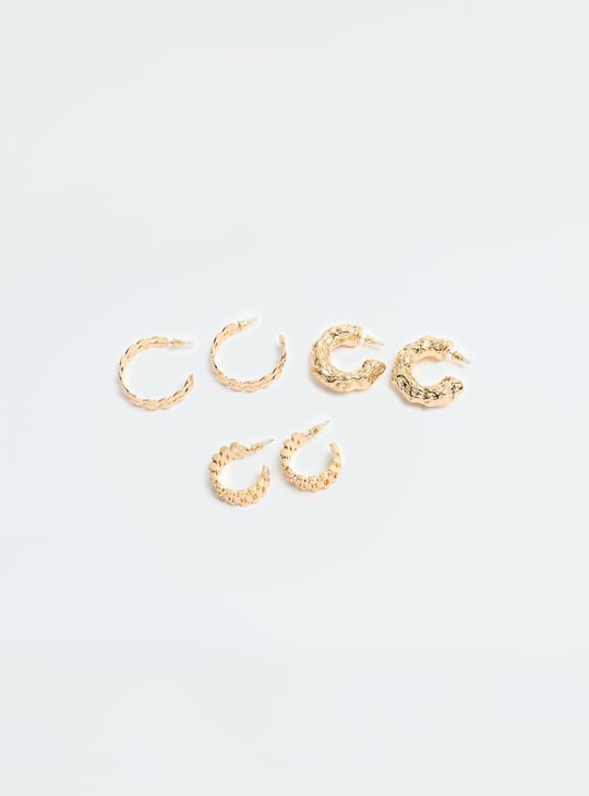 Women Half Hoop Earrings - Pack of 3